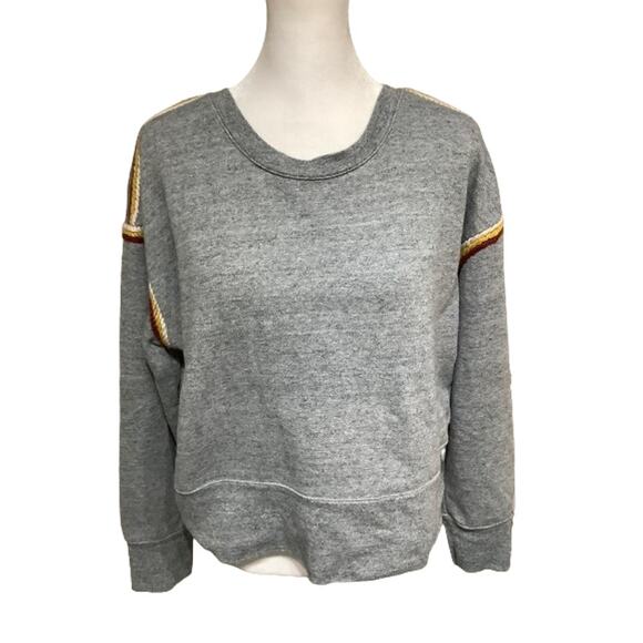 Madewell Sweaters - Miles by Madewell Women's Sweater Large Gray Embroidered Trim Cropped Sweatshirt